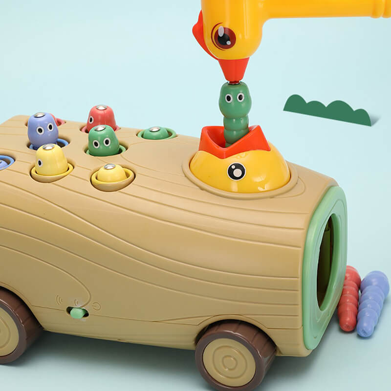Montessori Toys for Boys Girls Magnetic Bird Feeding Game Whack Mole Game Woodpecker Worm Toy Hammering Pounding Toy